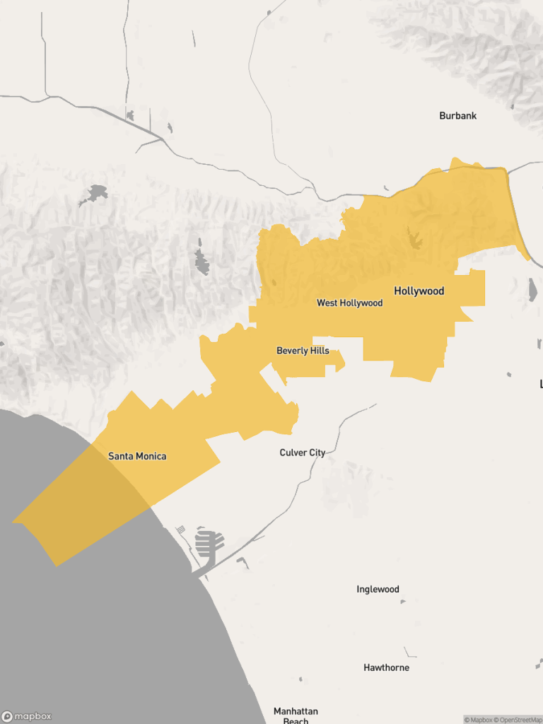 View of map with yellow overlay for Assembly District 51 boundaries.