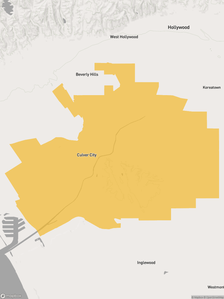 View of map with yellow overlay for Assembly District 55 boundaries.