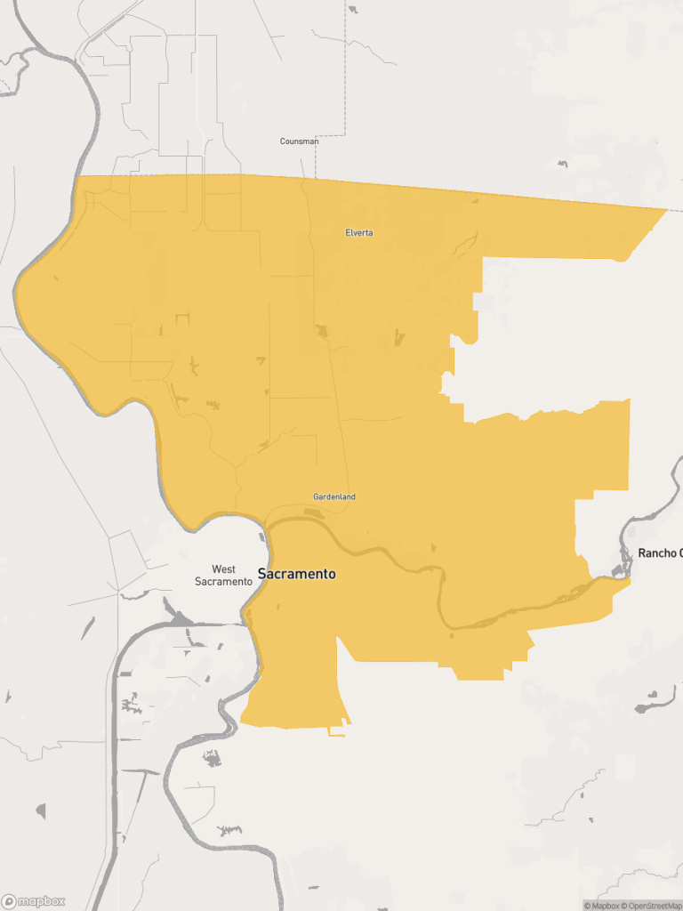 View of map with yellow overlay for Assembly District 6 boundaries.