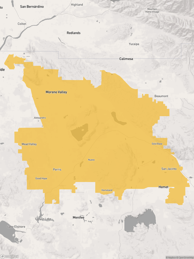 View of map with yellow overlay for Assembly District 60 boundaries.
